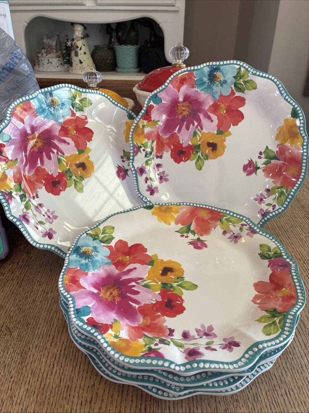 Set of 6 The Pioneer Woman Breezy Blossoms Melamine Dinner Plates 10.5" Floral